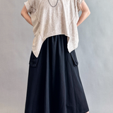 Trinity Flowy Oversized Top in beige - full front view