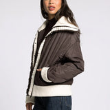 Sienna Knit Collar Puffer Jacket - Coffee Bean
