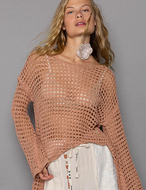 Hailee Mesh Knit Sweater Top - alldeserved.com