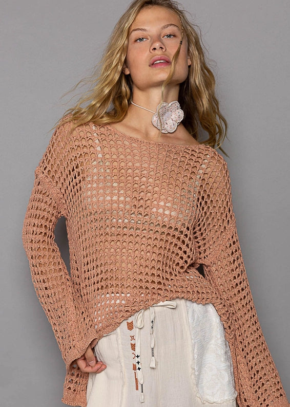 Hailee Mesh Knit Sweater Top - alldeserved.com