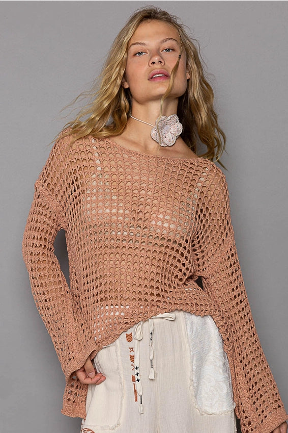 Hailee Mesh Knit Sweater Top - alldeserved.com
