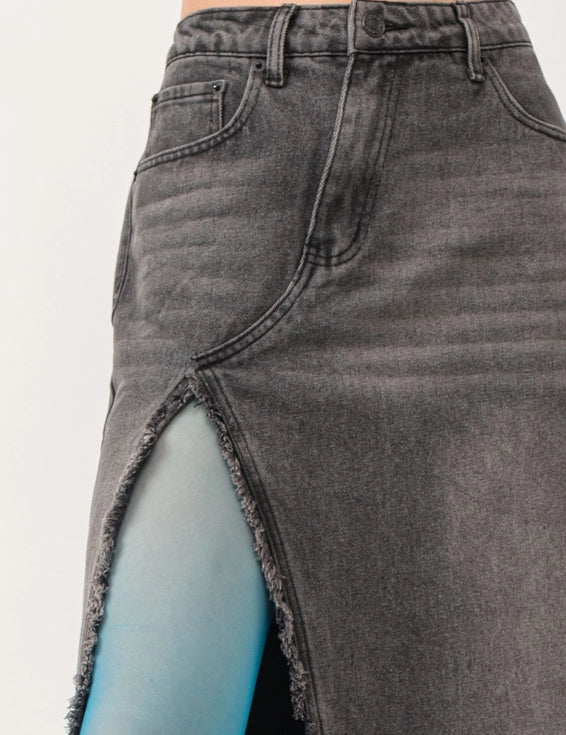 Madi Side Slit Denim Skirt - alldeserved.com