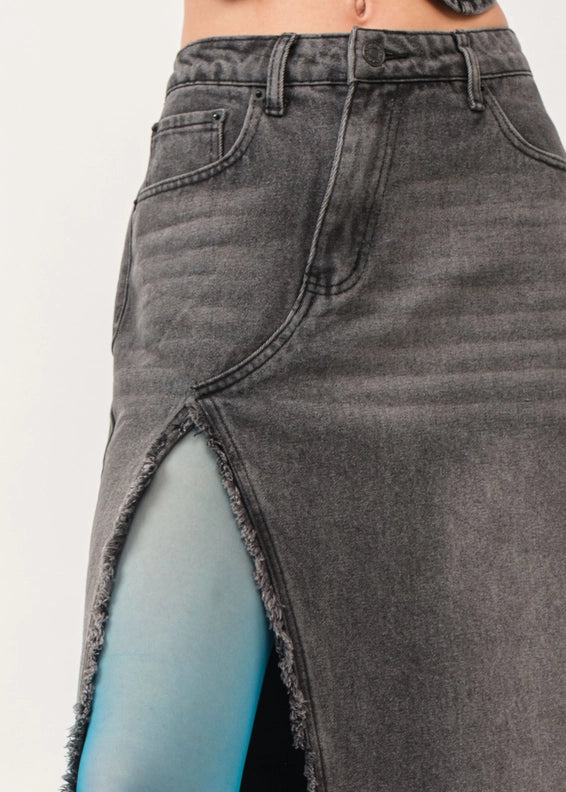 Madi Side Slit Denim Skirt - alldeserved.com