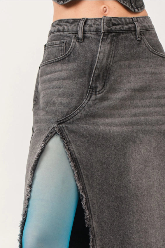Madi Side Slit Denim Skirt - alldeserved.com