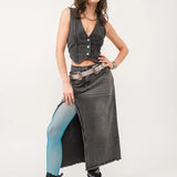 Madi Side Slit Denim Skirt - alldeserved.com