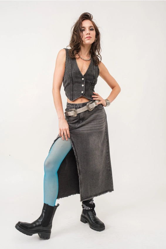 Madi Side Slit Denim Skirt - alldeserved.com