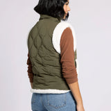 Back of Ava Quilted Sherpa Vest by Dani West — reversible women’s vest with lightweight quilted finish.