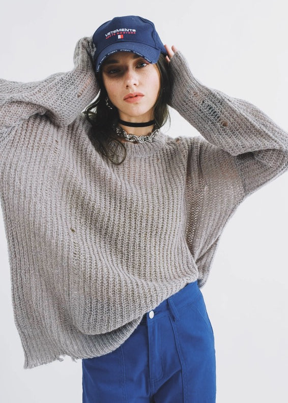 COZY Distressed Loose Pullover Sweater - alldeserved.com