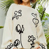 Contrast Yarn Floral Sweater - alldeserved.com