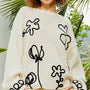 Contrast Yarn Floral Sweater - alldeserved.com