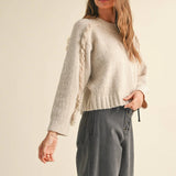 Cozy Fringe Sweater - Tan