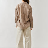 Floral Embroidered Barrel Leg Jeans - Beige