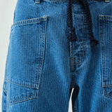 Moxie Barrel Eyelet Jeans - Medium Jacquard Stripes