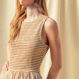 Darcy Smocked Stripe Maxi Dress - Brown