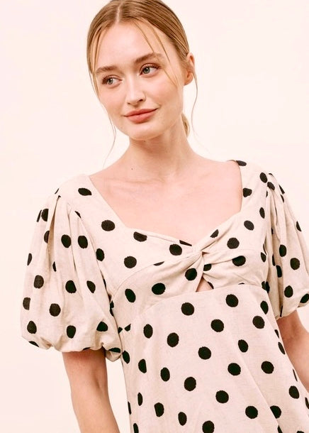 Bianca A-line Polka Dot Midi Dress - alldeserved.com