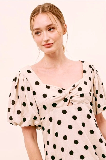 Bianca A-line Polka Dot Midi Dress - alldeserved.com