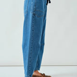 Moxie Barrel Eyelet Jeans - Medium Jacquard Stripes