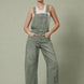 Chill Denim Overall in olive, also known as Good Luck Barrel Overalls, front view with relaxed barrel-leg fit and adjustable straps.
