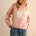 City print casual sweater in Paris pink with relaxed fit and letter front design