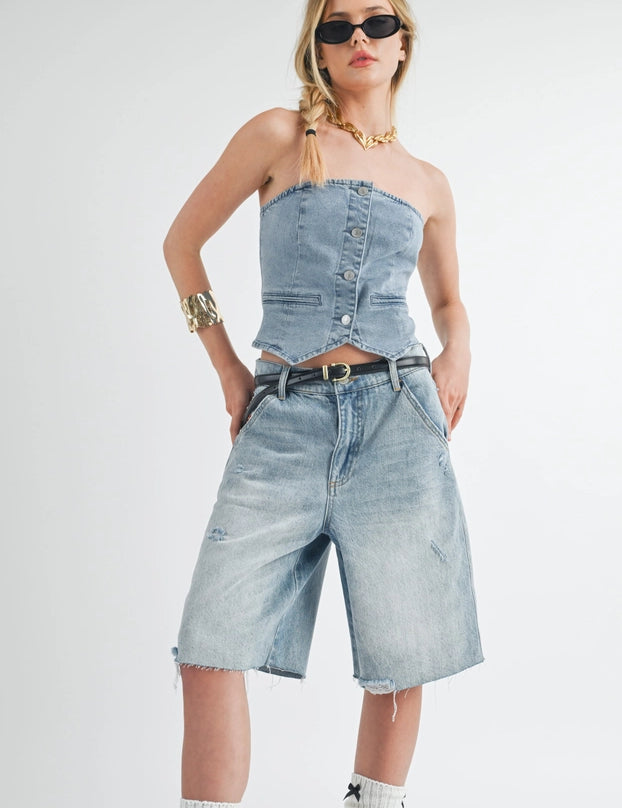 Cruisin Long Baggy Denim Shorts - alldeserved.com