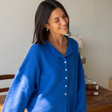 Hailey Button Down Cardigan - Blue