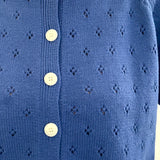 Dara Eyelet Button Down Cardigan - Vintage Blue