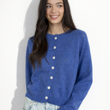 Dara Eyelet Button Down Cardigan in Vintage Blue main view