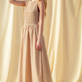 Darcy Smocked Stripe Maxi Dress - Brown