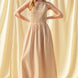 Darcy smocked stripe maxi dress in brown - front view