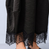 Daydream Lace-Trim Satin Barrel Pants – Black