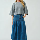 Lotus Basque Denim Midi Skirt