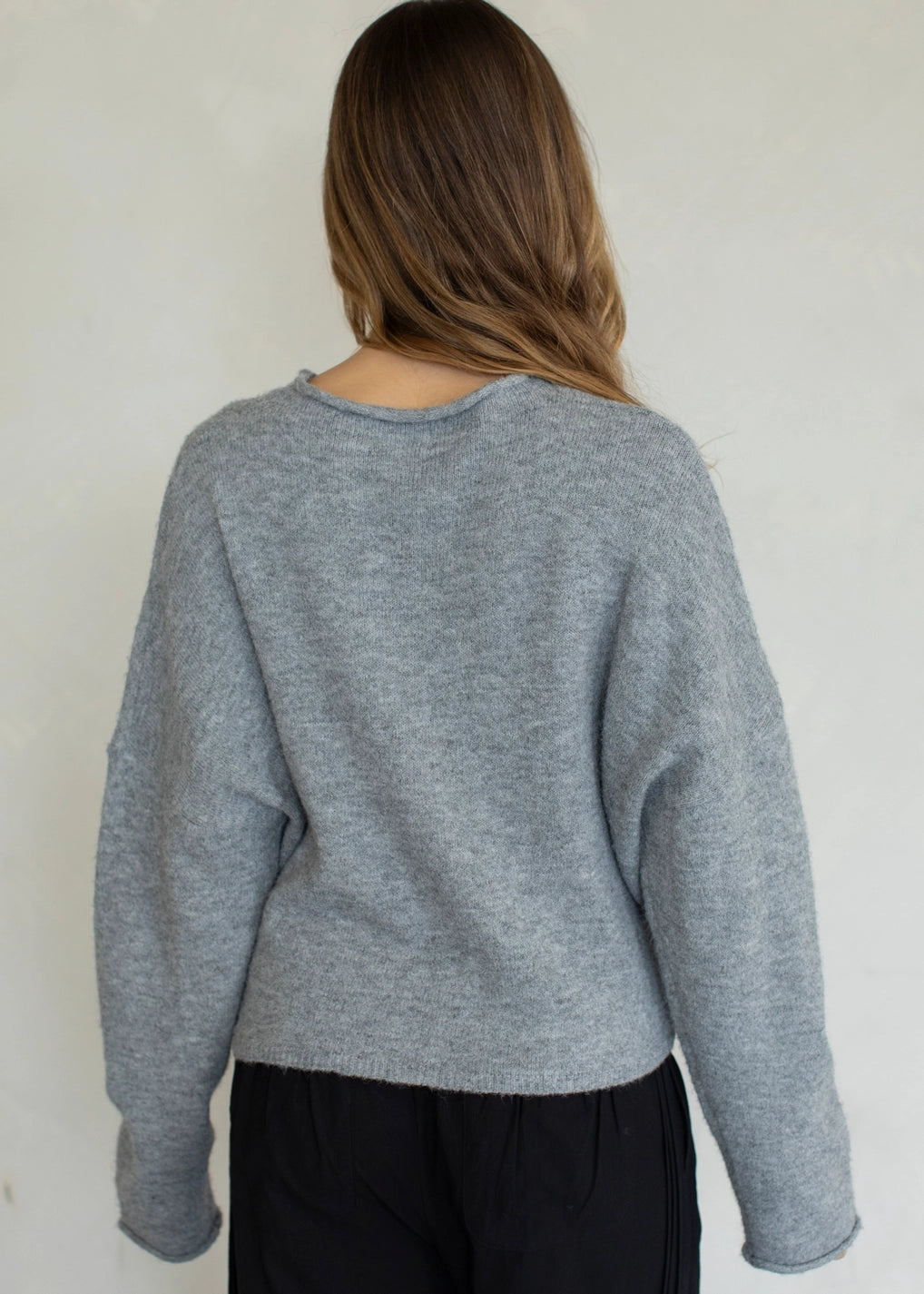 Things Between Piper Cardigan Heather Grey - back view