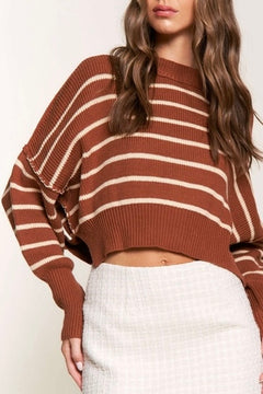 The Street Stripe Slouchy Cropped Sweater - alldeserved.com