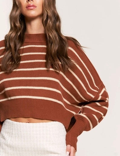 The Street Stripe Slouchy Cropped Sweater - alldeserved.com