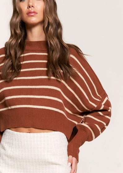 The Street Stripe Slouchy Cropped Sweater - alldeserved.com