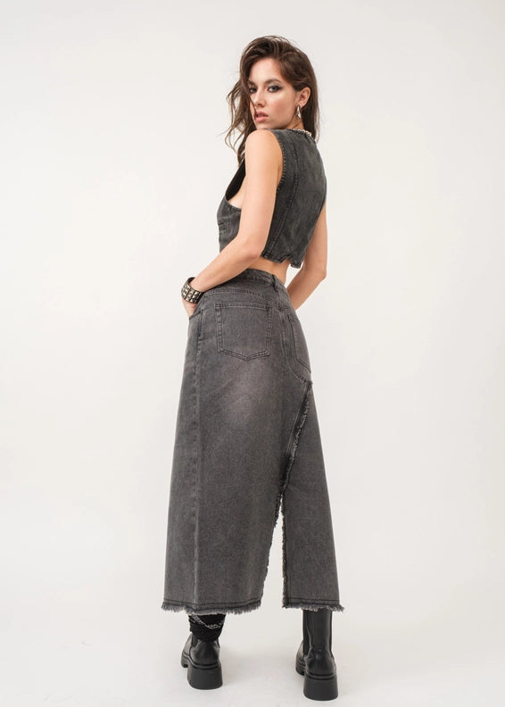 Madi Side Slit Denim Skirt - alldeserved.com