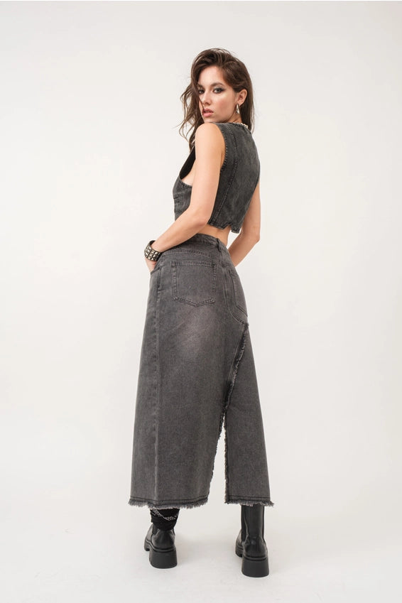Madi Side Slit Denim Skirt - alldeserved.com