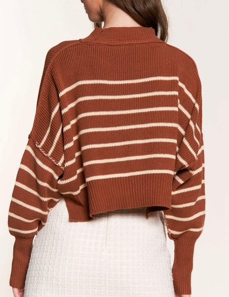The Street Stripe Slouchy Cropped Sweater - alldeserved.com