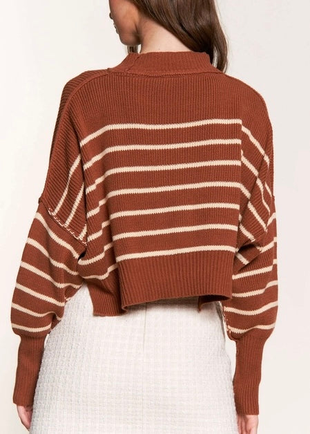 The Street Stripe Slouchy Cropped Sweater - alldeserved.com