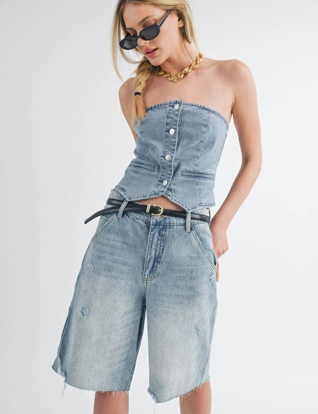 Cruisin Long Baggy Denim Shorts - alldeserved.com