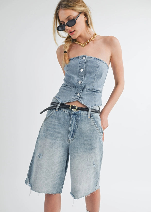 Cruisin Long Baggy Denim Shorts - alldeserved.com