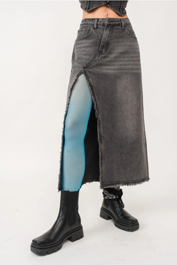 Madi Side Slit Denim Skirt - alldeserved.com