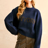 City Print Casual Sweater - New York Navy