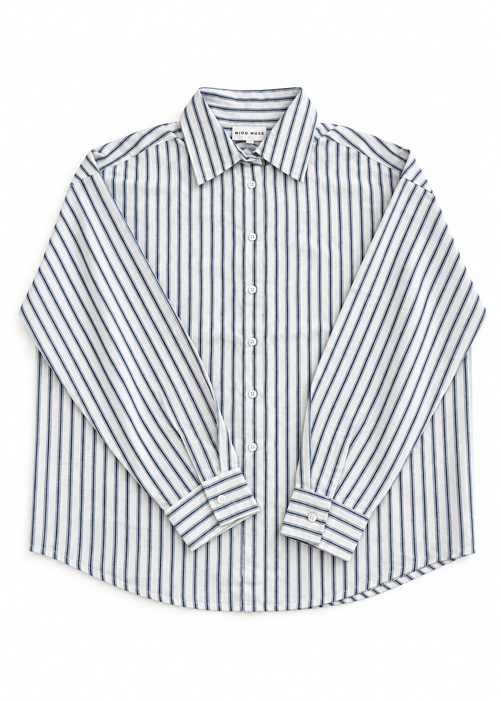 Marina Relaxed Striped Button-Down Shirt – Navy