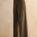 Floral Wide Leg Corduroy Pants – Brown