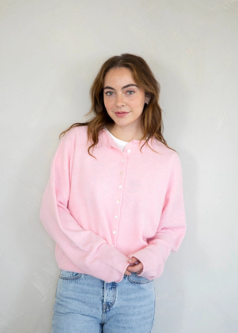 Things Between Piper Cardigan Baby Pink - full front view