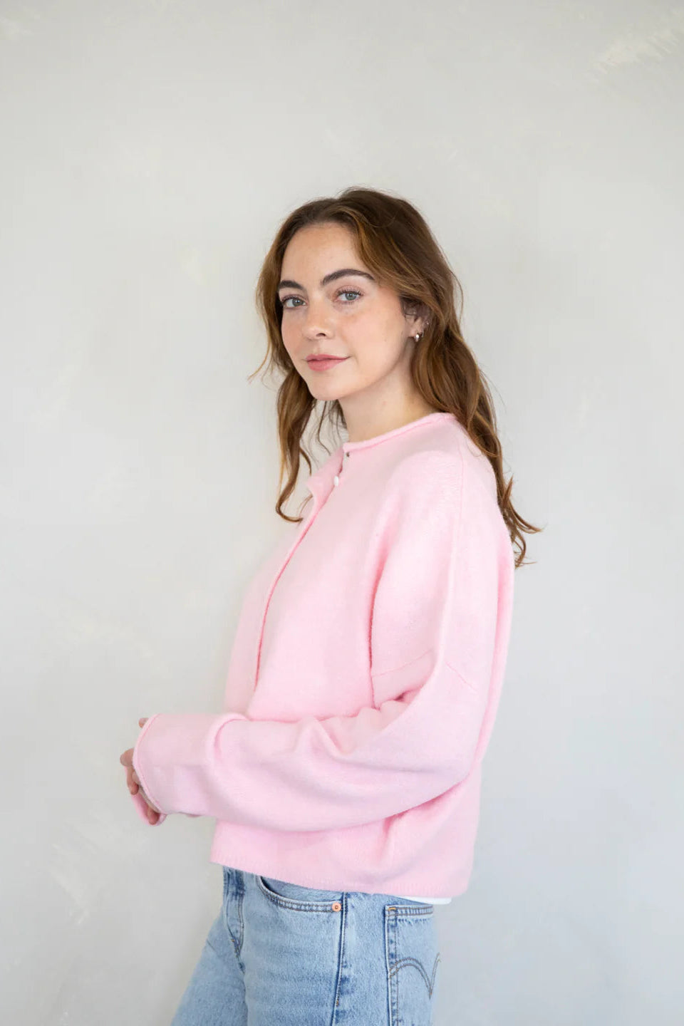 Things Between Piper Cardigan Baby Pink - side  view