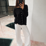 Hailey Button Down Cardigan - Black