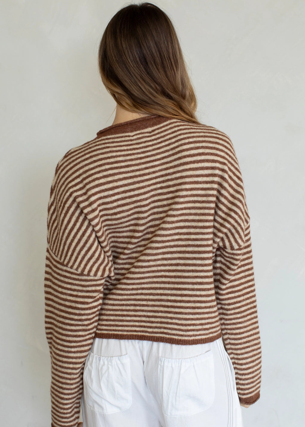 Things Between Piper Cardigan Mini Striped Brown - back view