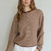 Things Between Piper Cardigan Mini Striped Brown - lifestyle front view